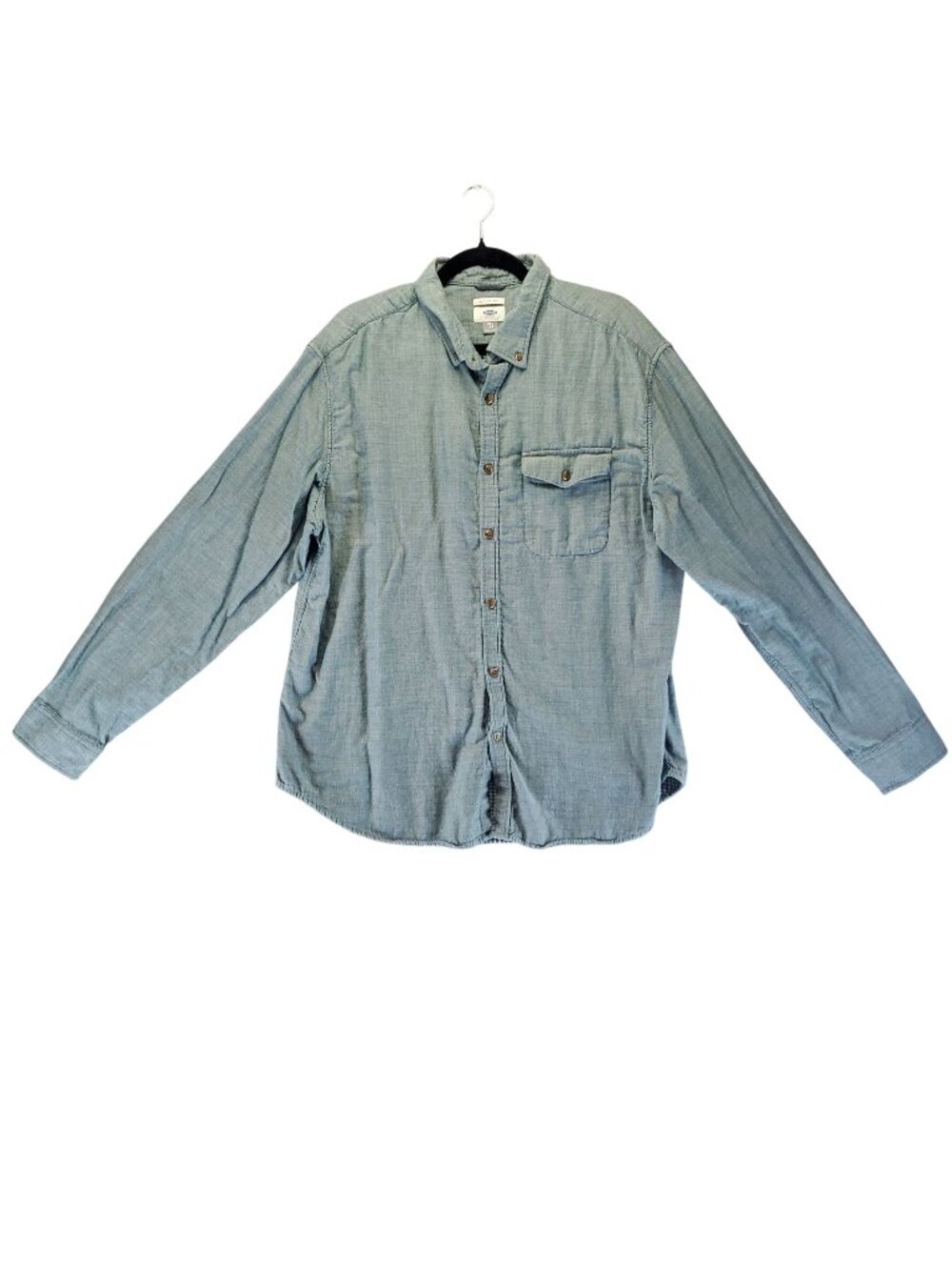 Old Navy Shirt Mens XXL Teal Blue Slim Fit Button-Down Long-Sleeve Casual Cotton